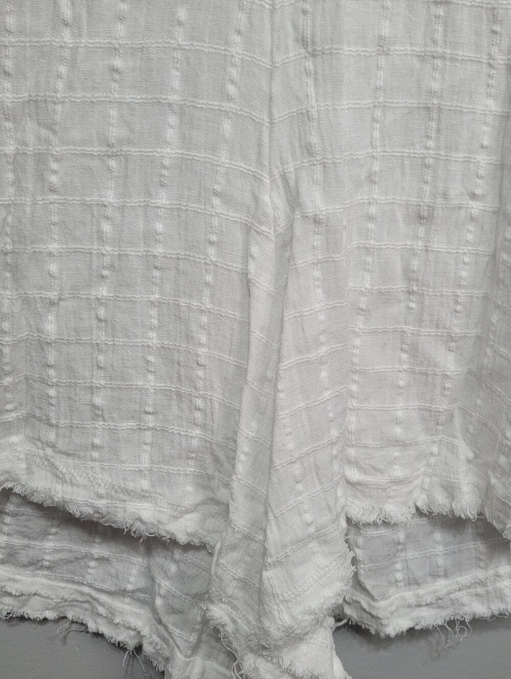 Aerie White Linen Blend Romper XL Tassel Tie Swim Coverup Cottagecore Beachy - Picture 9 of 13